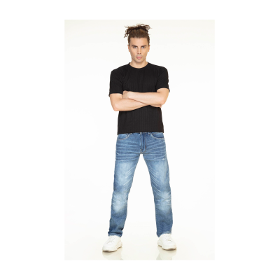 Jean Straight Fit Lavado Medio con Desgastes