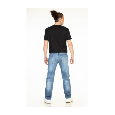 Jean Straight Fit Lavado Medio con Desgastes